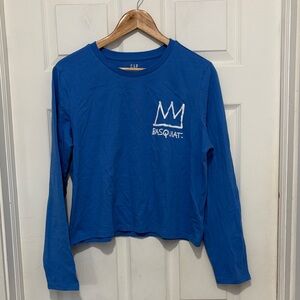 GAP Blue Basquiat Crown Long Sleeve Tee
